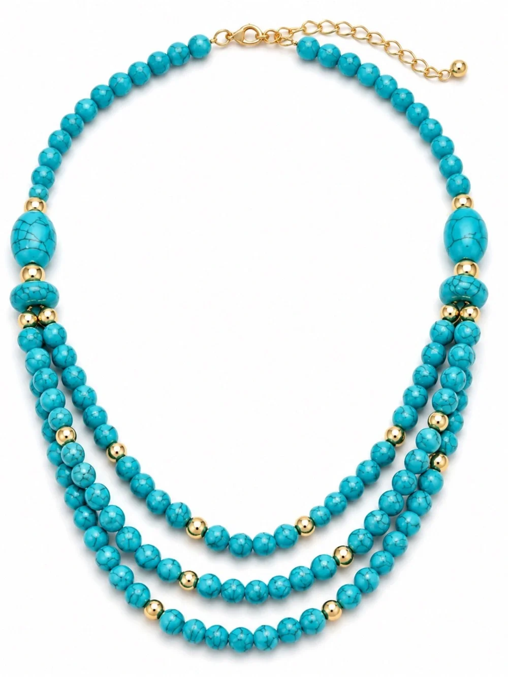 Turquoise Beaded Multi-Strand Necklace - Women Jewelry